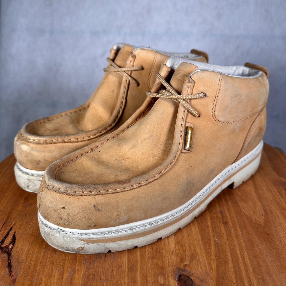 Lugz Strider Chukka Boots Mens 11 Wheat Tan Good Leather Moc Toe MSRUN752